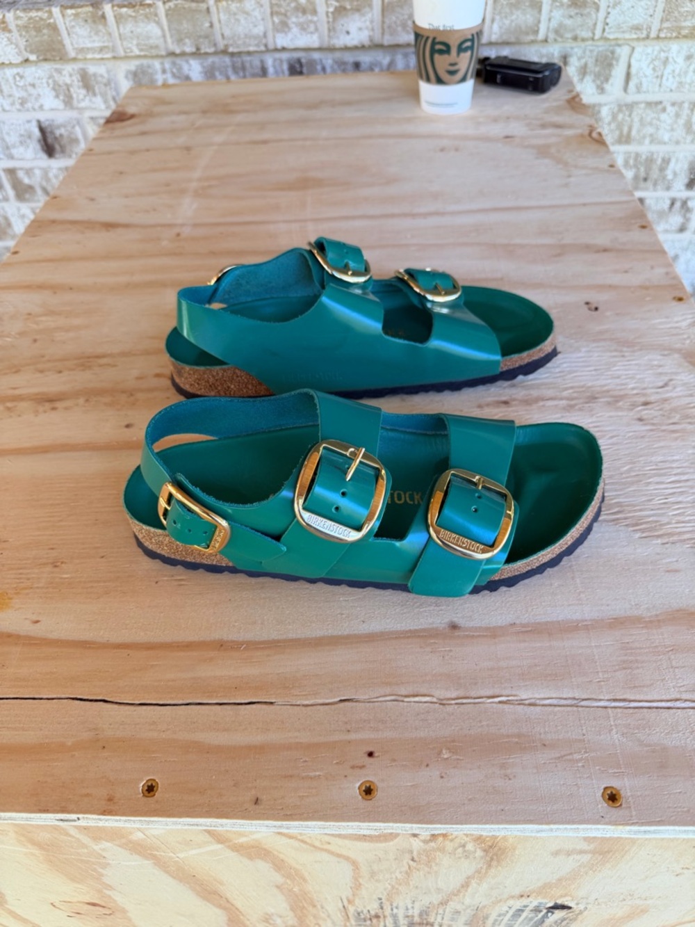 Birkenstock 40 100% Leather Green New - Picture 8 of 12